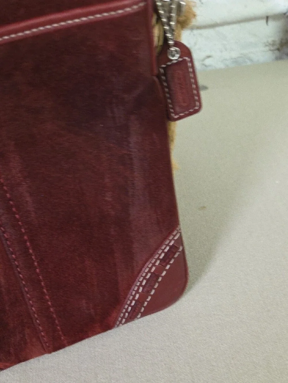 Coach Hamptons Suede Swingpack Crossbody Messenger Y2K Burgandy